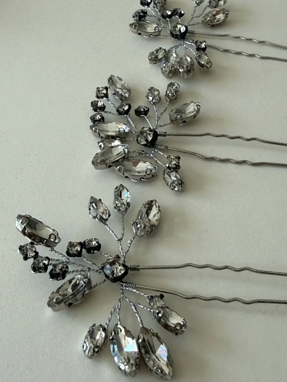 UNICRA Set of 3 Crystal Bridal Hair Pins Silver Rhinestone Wedding Updo